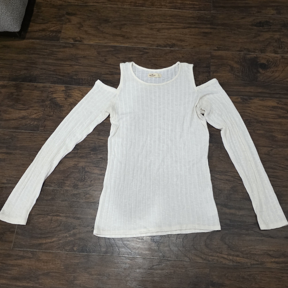 White Cold Shoulder Ribbed Top